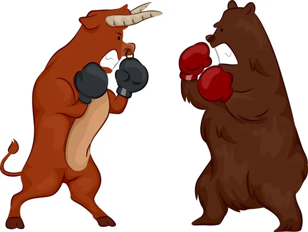 Бык и медведь борьбы фондового рынка Стоковая Картинка
