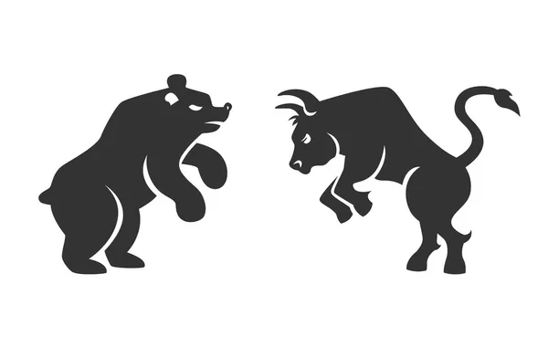 Векторные бык и медведь финансовые иконки Стоковая Иллюстрация