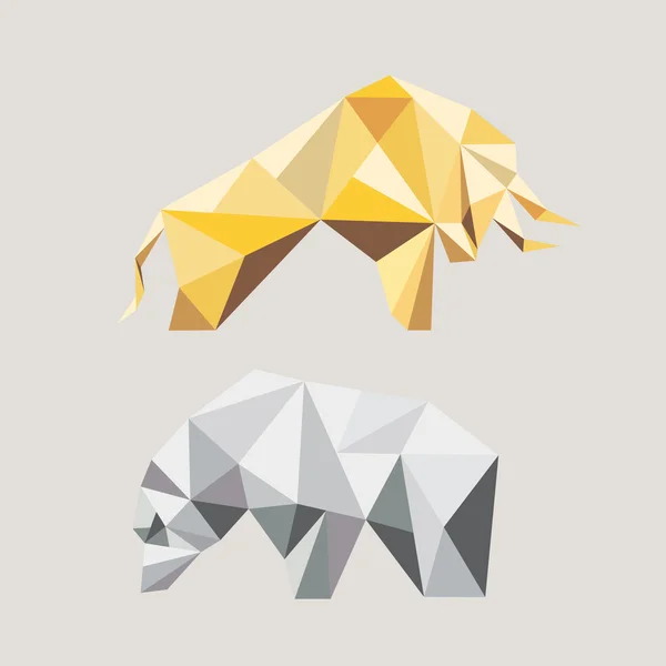 Бык и медведь в геометрическом стиле Лицензионные Стоковые Иллюстрации