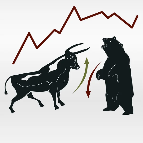 Обмен, бык и медведь, обзор рынка Лицензионные Стоковые Векторы