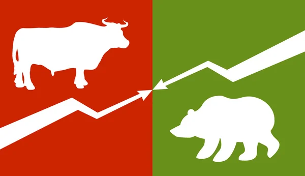 Bull and bear. Traders at stock exchange. Business allegory. Fal Лицензионные Стоковые Иллюстрации