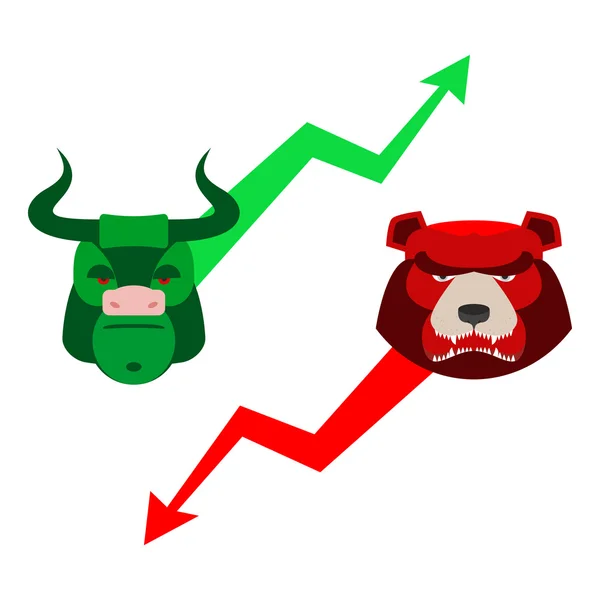 Green Red Bull and bear. Traders at stock exchange. Business all Лицензионные Стоковые Векторы