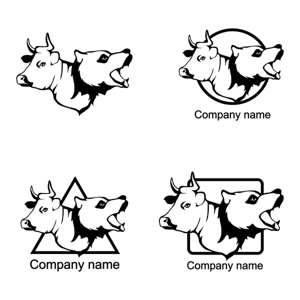 Набор головок бык и медведь логотипы Лицензионные Стоковые Векторы