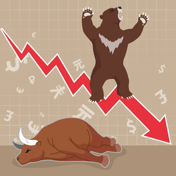 Концепция фондового рынка бык и медведь Лицензионные Стоковые Иллюстрации