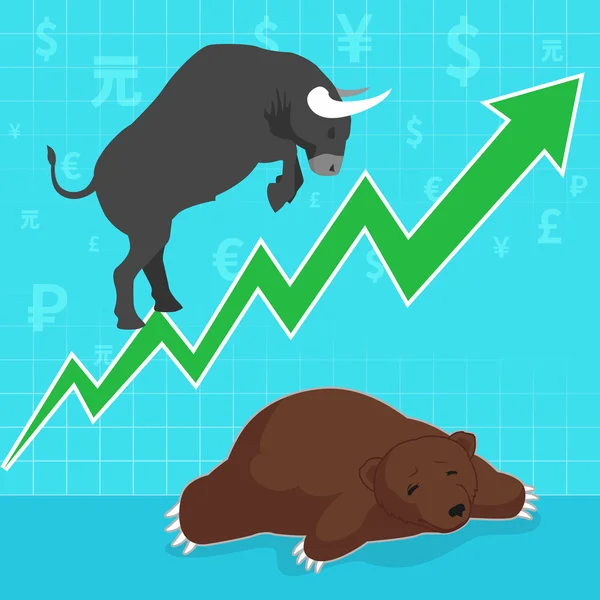 Концепция фондового рынка бык и медведь Векторная Графика