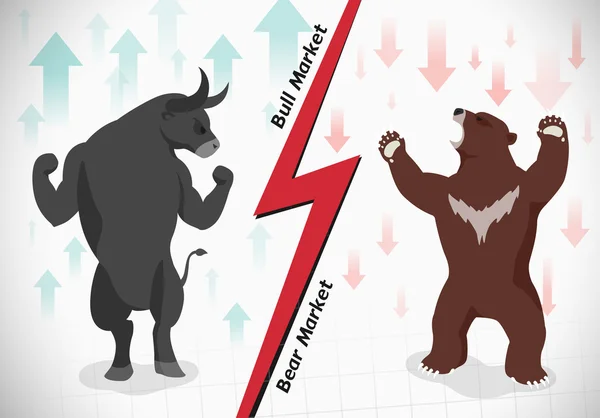 Концепция фондового рынка бык и медведь Стоковый Вектор