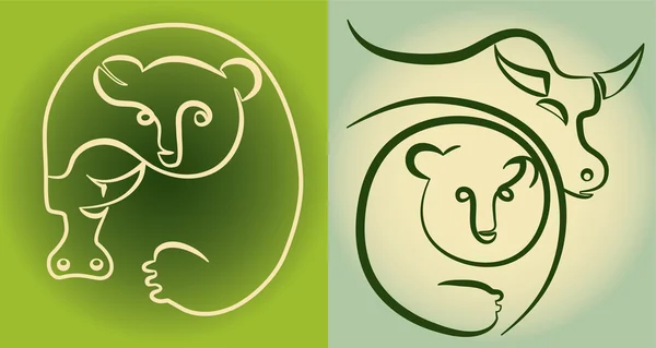 Фондовый рынок: Бык и медведь Лицензионные Стоковые Иллюстрации