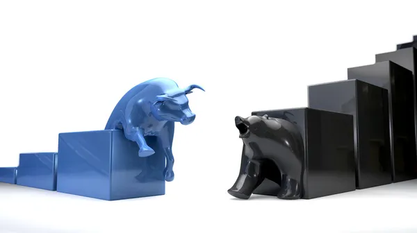 Bull & медведь экономических тенденций сходятся Лицензионные Стоковые Фото