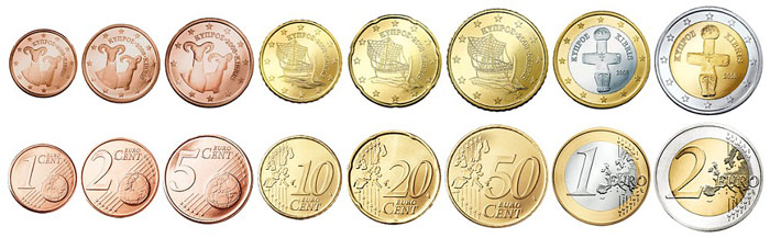 Монеты Евро на Кипре