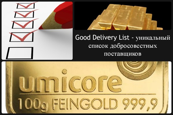 Коллаж о Good Delivery List LBMA