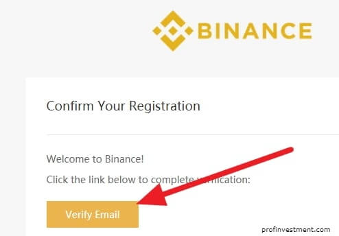 подтверждения регистрации на сайте binance.com 