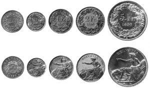 монеты швейцарского франка 1850
