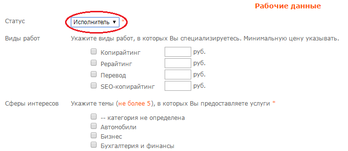 поля для ввода дополнительных сведений